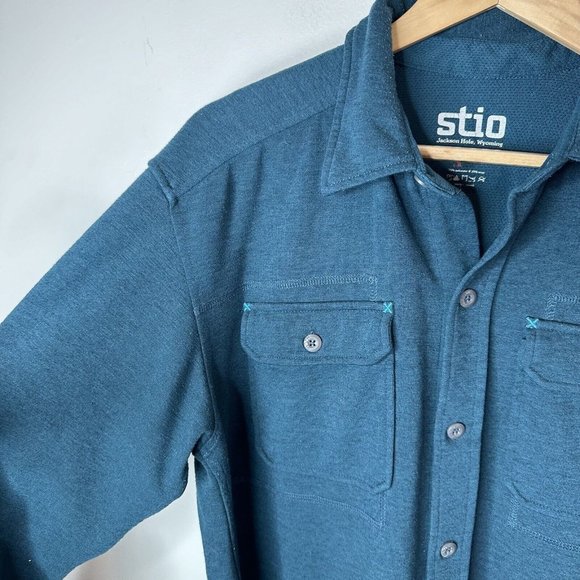 Stio Men's Casual Button Down Shirt - Teal - Picture 3 of 11